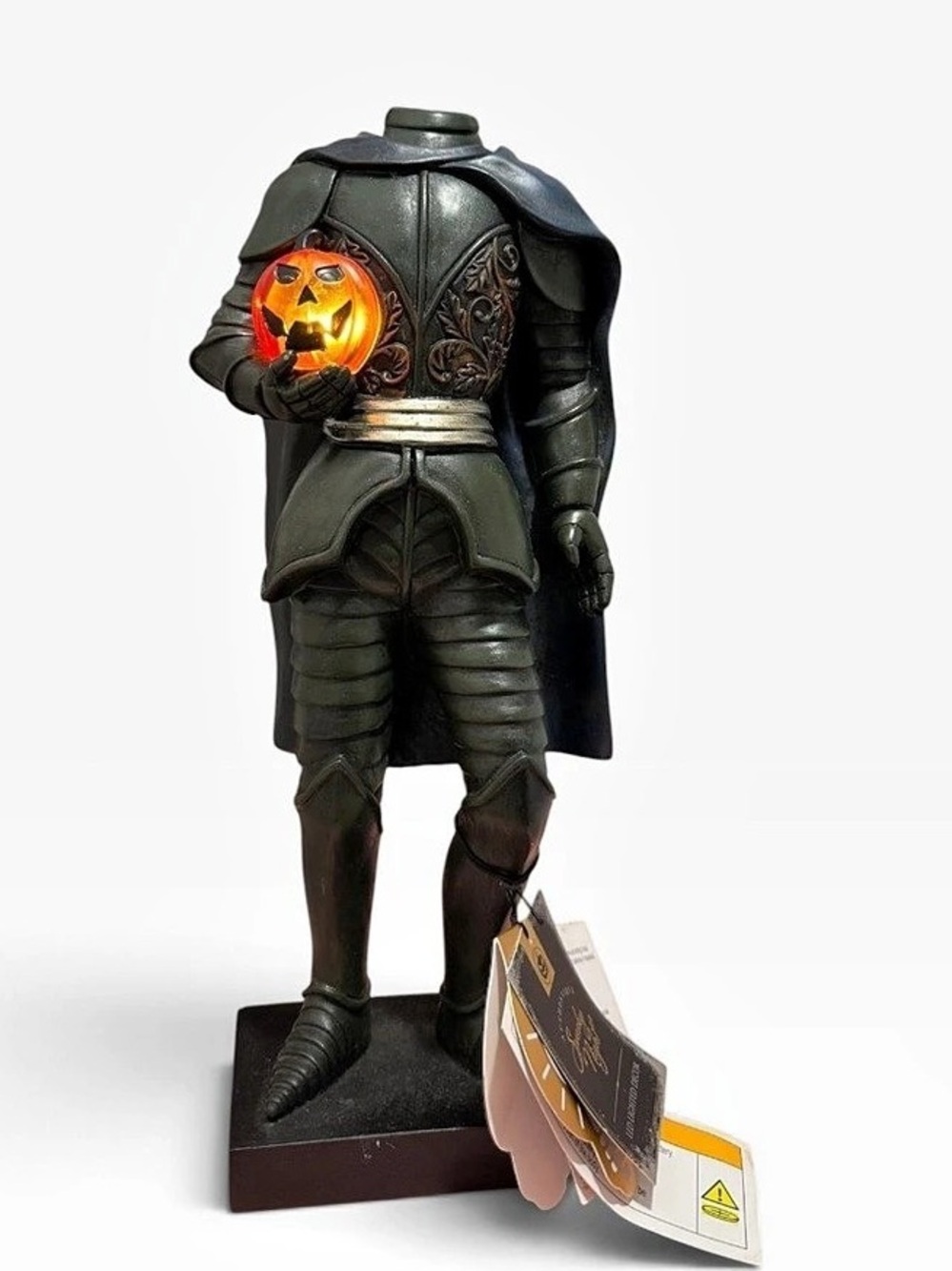 Spooky Night Headless Horseman LED Figurine Black & Orange
